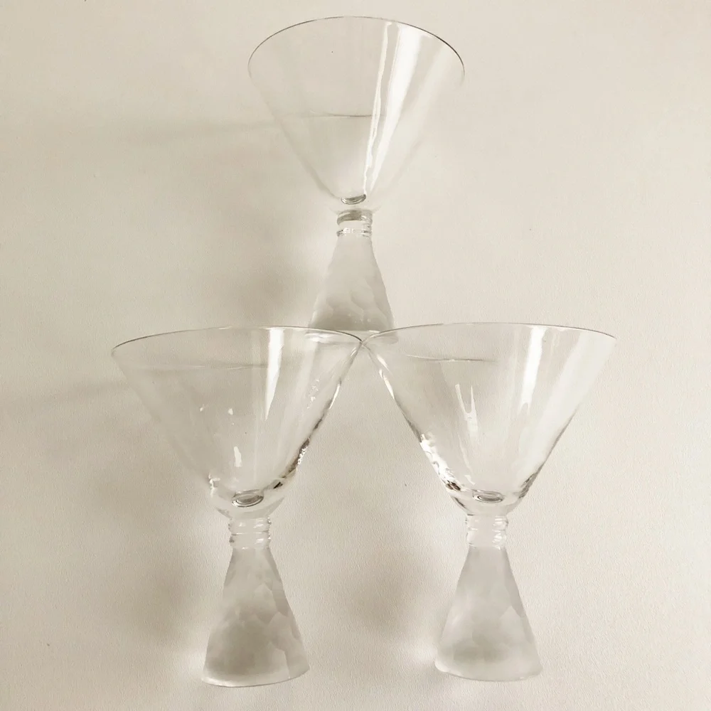 3-Martini Glass Frosted Honeycomb Weighted Stem 2